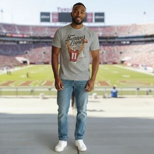 Mens Hanes Tagless Short Sleeve T-shirt, Larry Fitzgerald, Gray, Size M